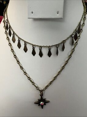 Paparazzi Layered Star Pendant Necklace in Antique Brass